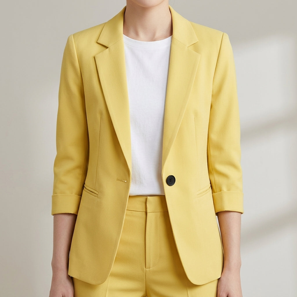 Traje Refined en amarillo mantequilla, vista frontal