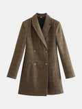 Abrigo blazer de cuadros marrón cruzado