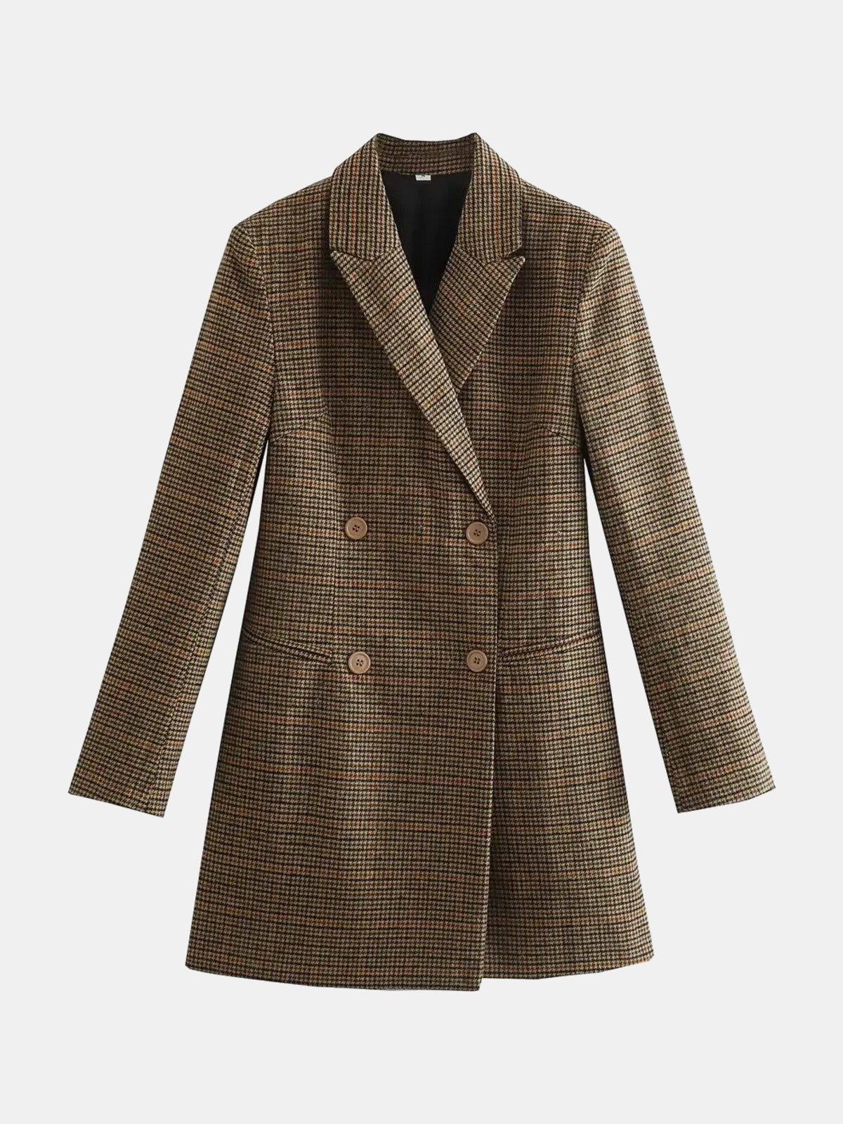 Abrigo blazer de cuadros marrón cruzado