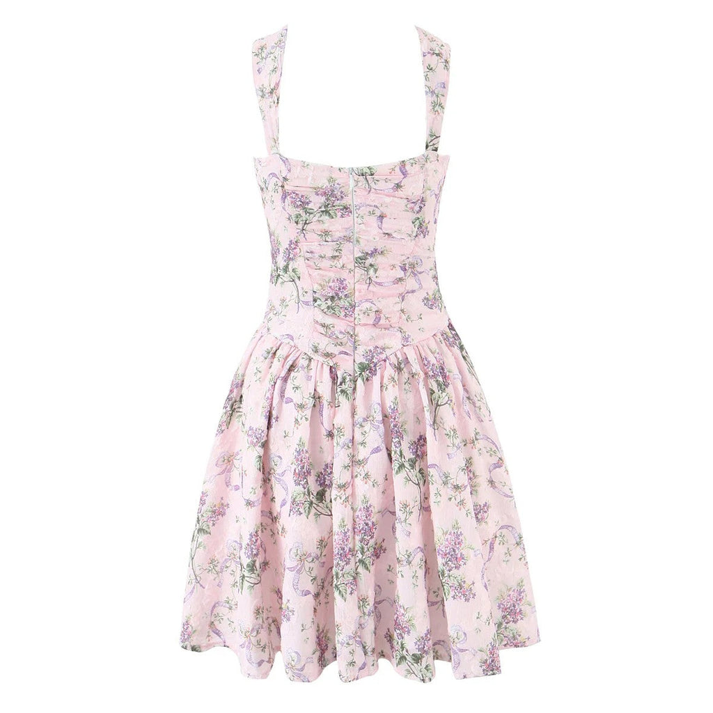 Vestido corto Bellami de flores rosa, vista de la prenda