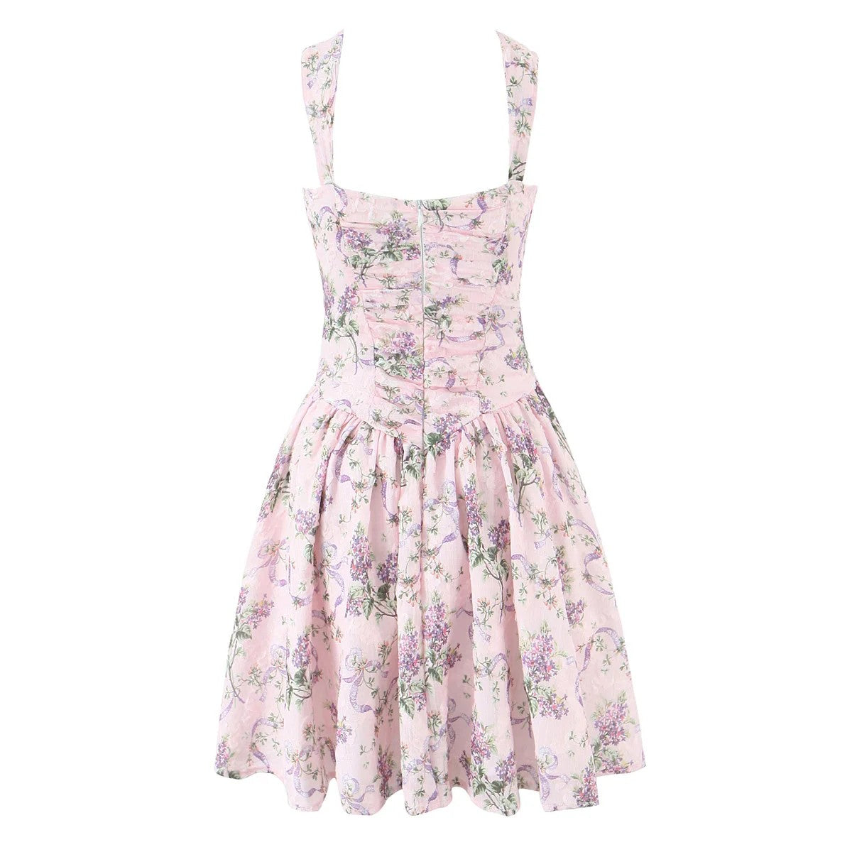 Vestido corto Bellami de flores rosa, vista de la prenda