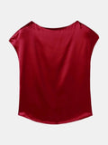 Blusa de satén burdeos