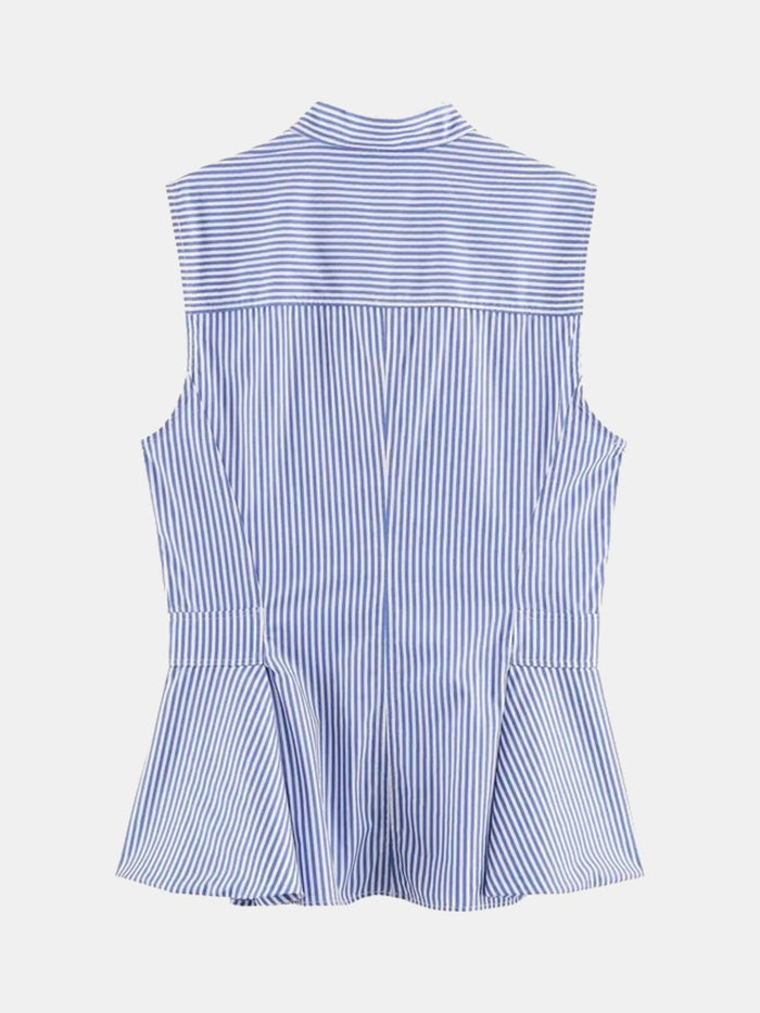 Blusa sin mangas de rayas azules