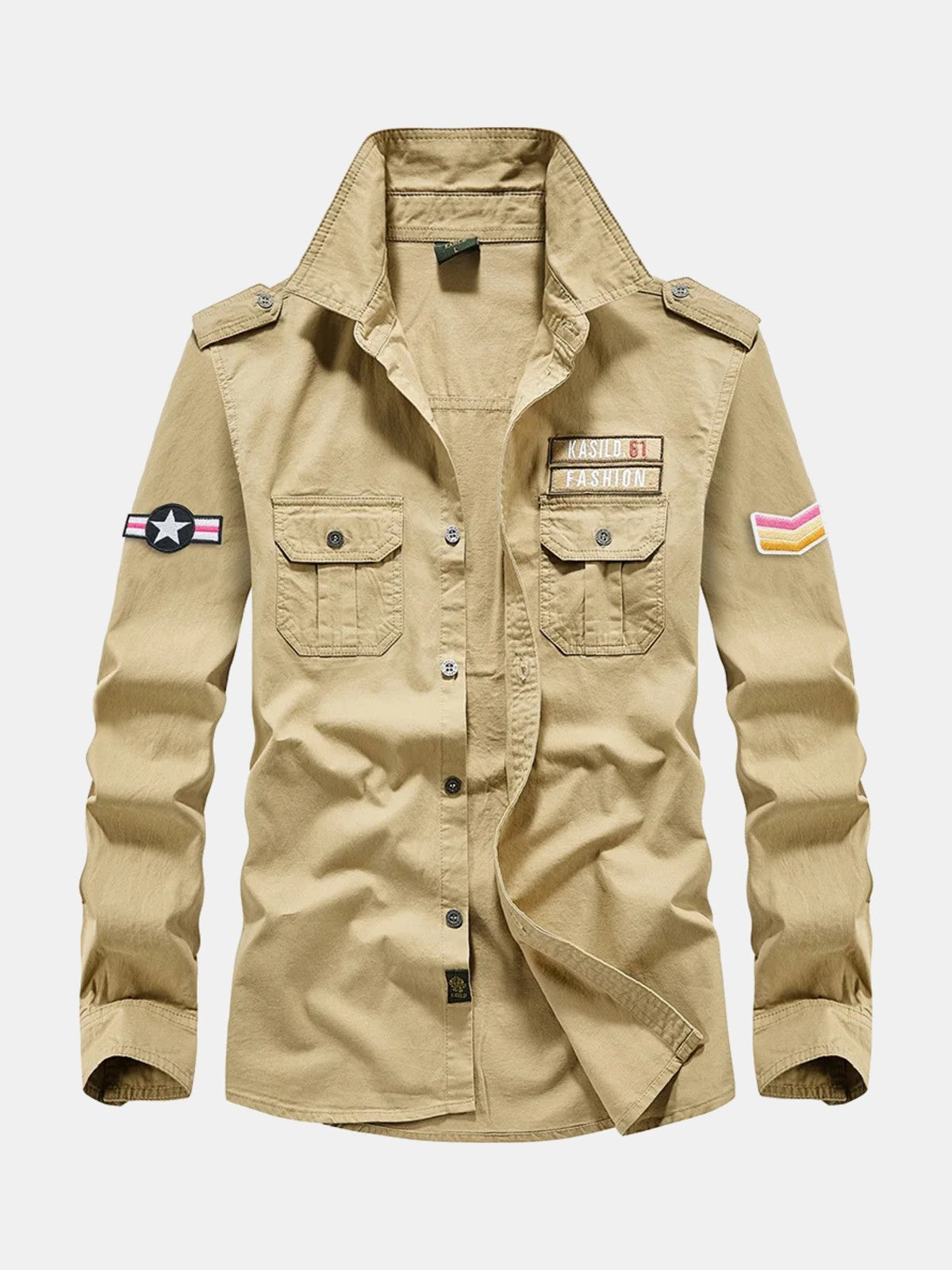 Camisa de estilo militar caqui