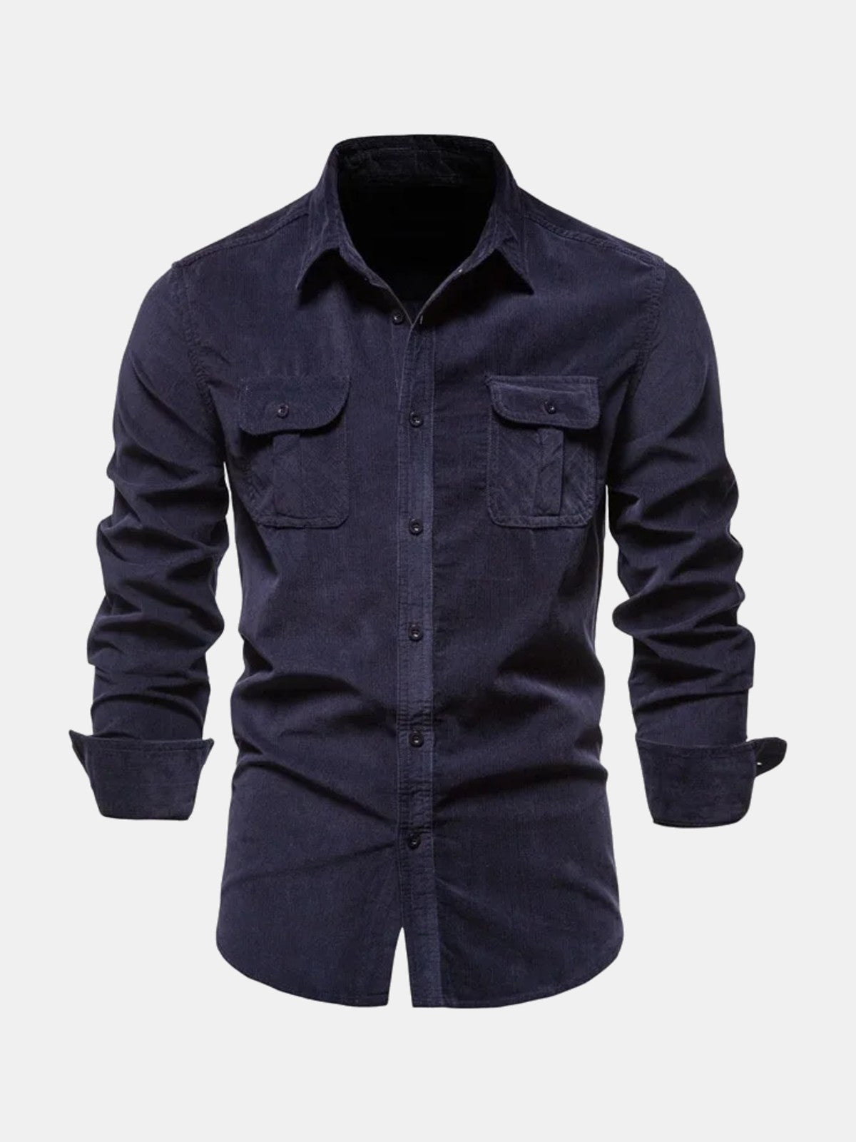 Camisa entallada con dos bolsillos azul marino