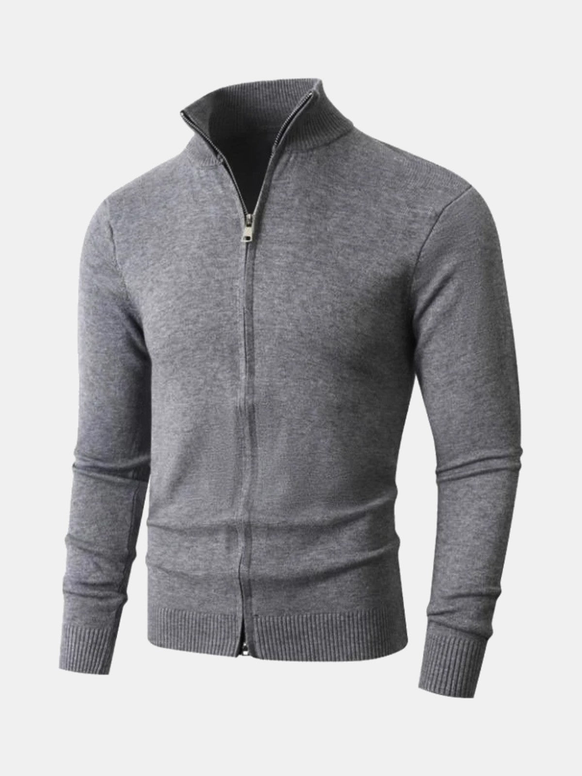 Chaqueta de punto con cremallera gris