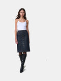 Falda midi vaquera azul oscuro con botones