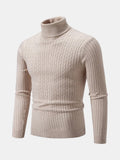 Jersey de cuello alto de canalé beige