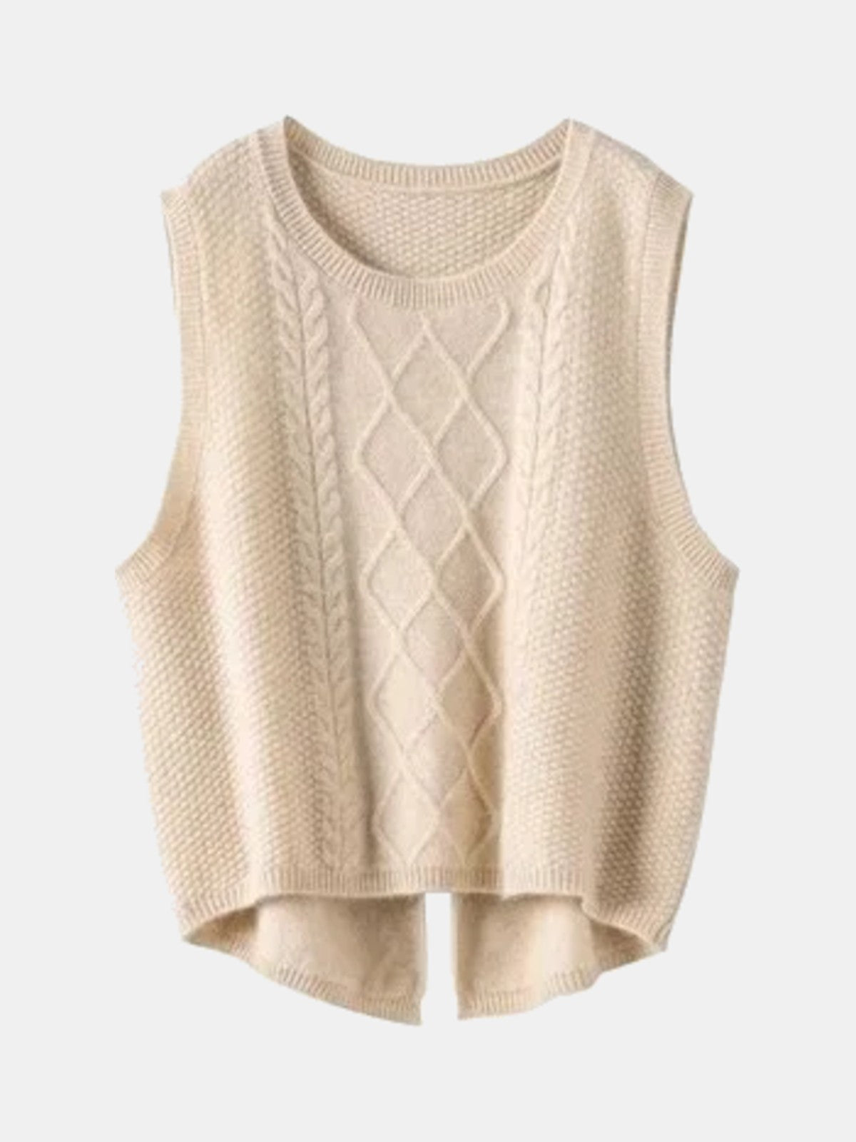 Chaleco de punto trenzado beige