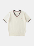 Jersey de manga corta con cuello de pico crema