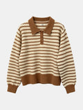 Jersey polo de rayas camel