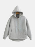 Sudadera con capucha y cremallera gris claro