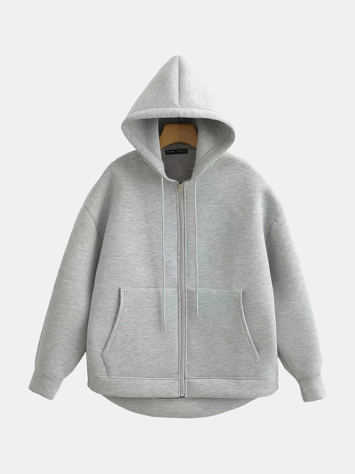 Sudadera con capucha y cremallera gris claro