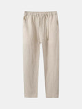 Pantalón de lino y algodón beige