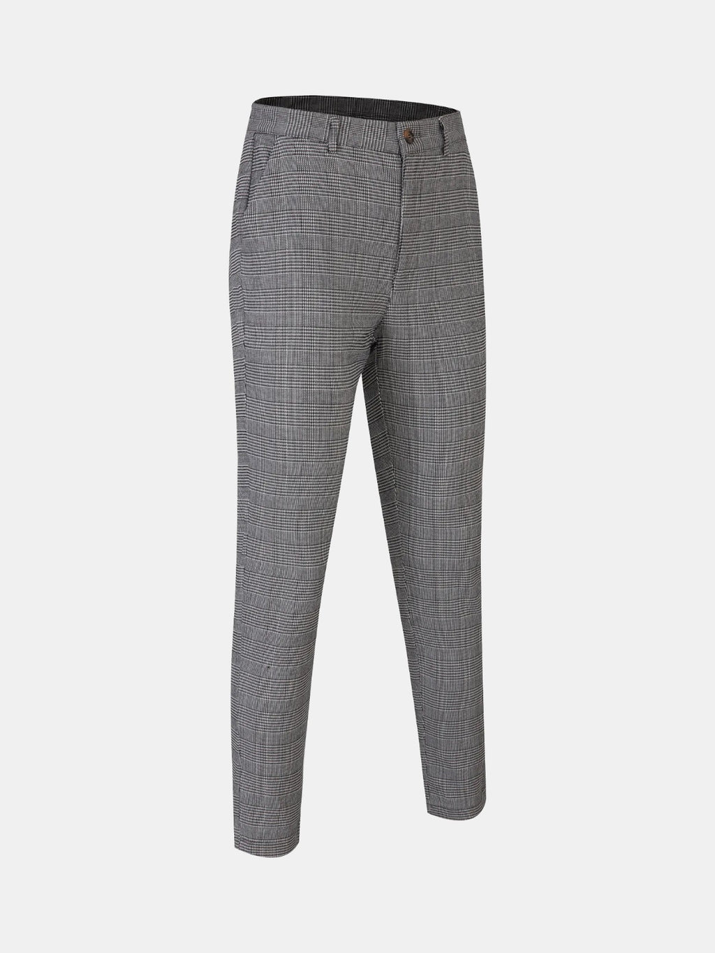 Pantalón slim de cuadros gris