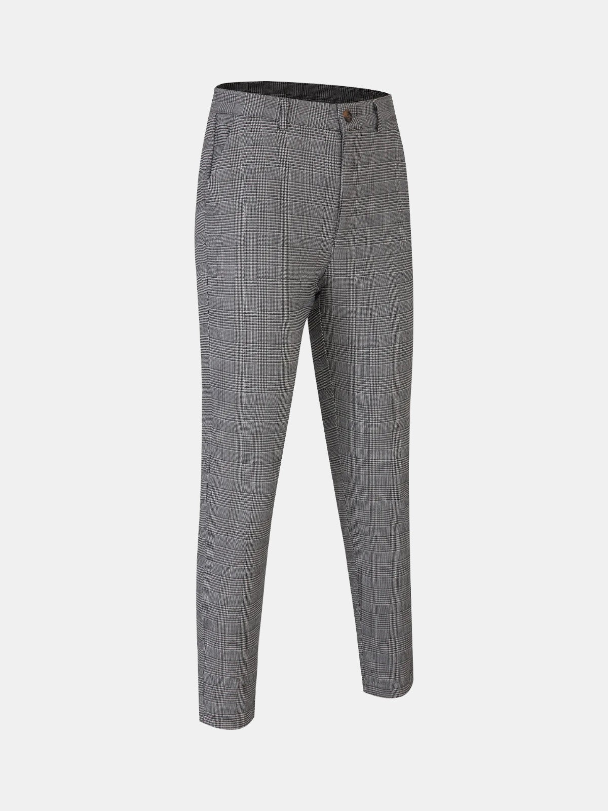 Pantalón slim de cuadros gris