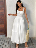 Vestido largo Ravello de encaje calado en blanco