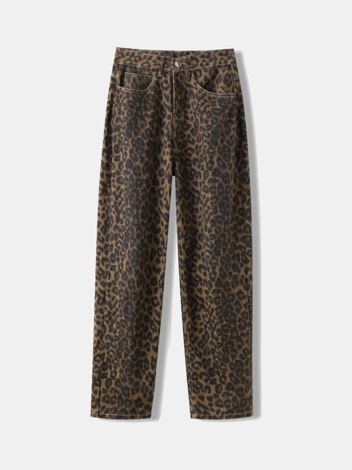 Vaqueros rectos con estampado de leopardo