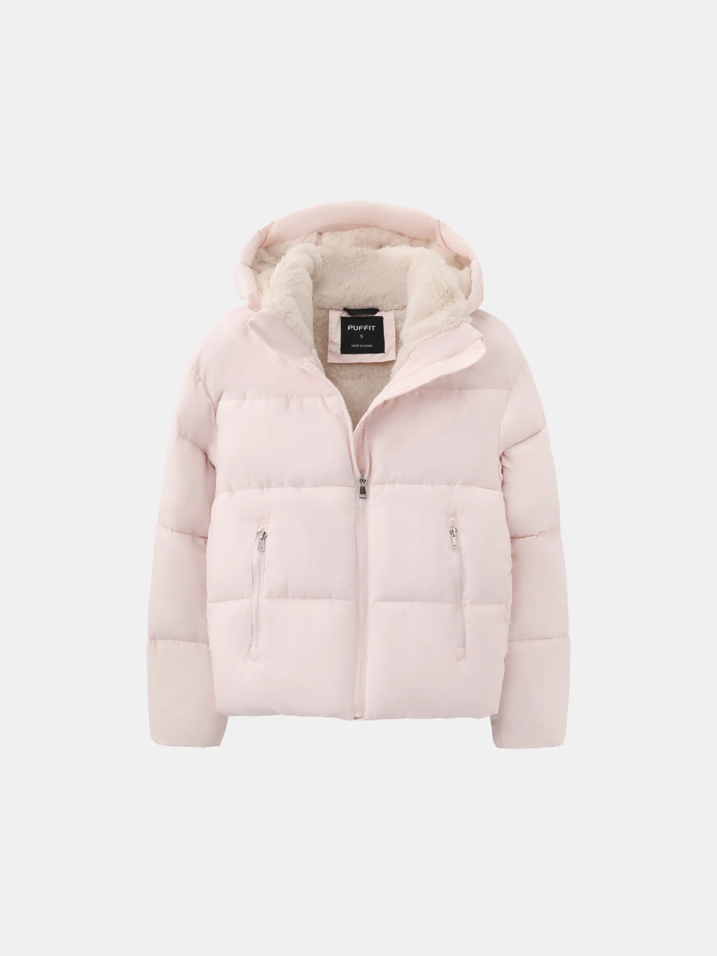 Chaqueta acolchada corta WarmCore™ con capucha desmontable y forro de piel sintética