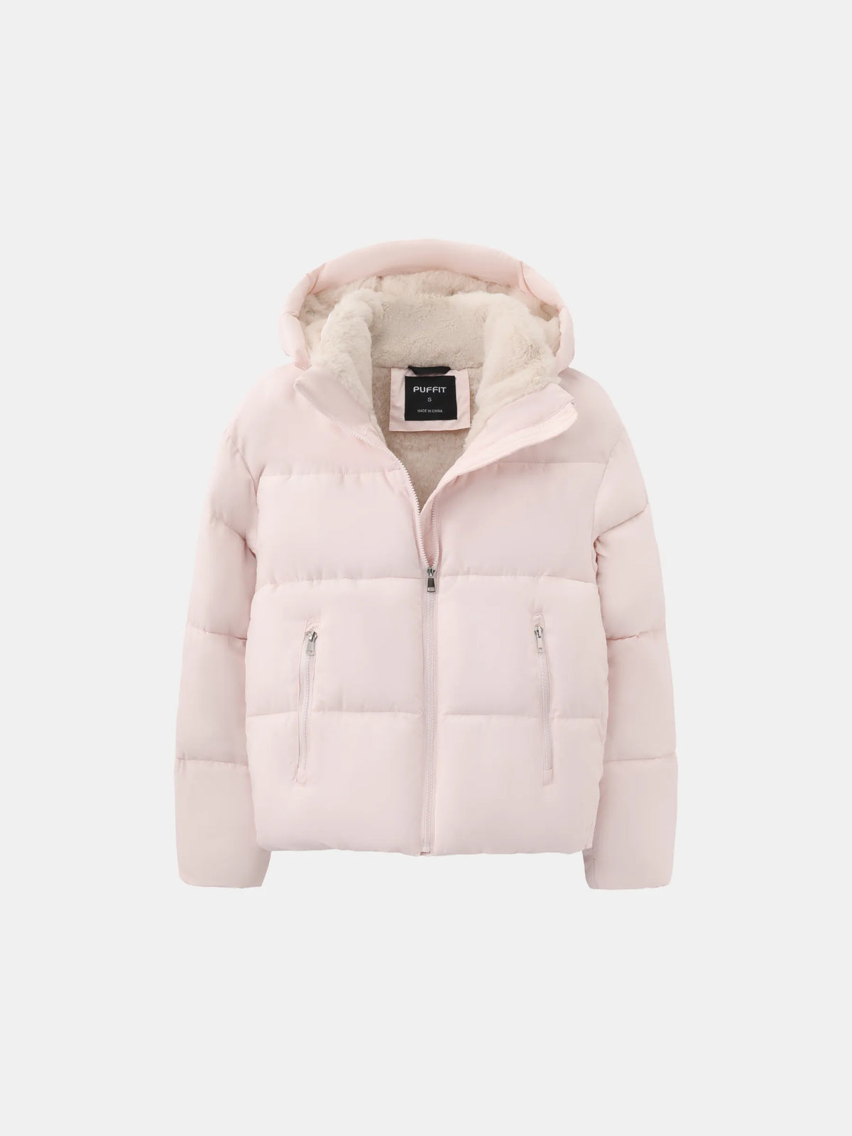 Chaqueta acolchada corta WarmCore™ con capucha desmontable y forro de piel sintética